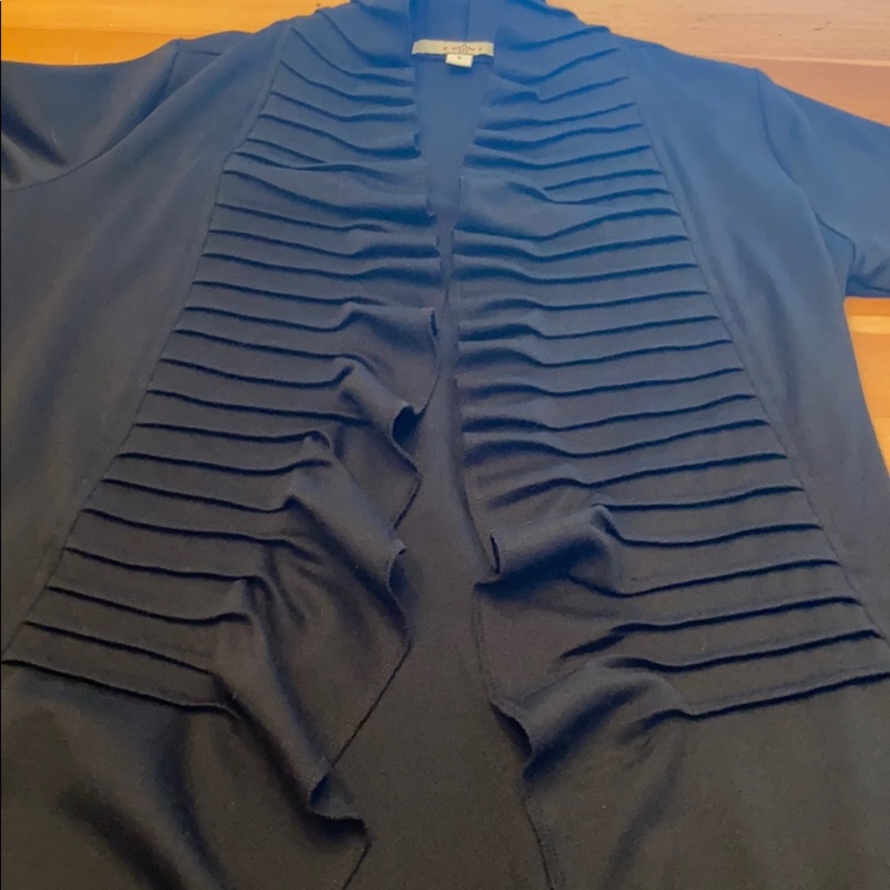 Fever Black Ruffle Open Front Cardigan - Picture 4 of 5
